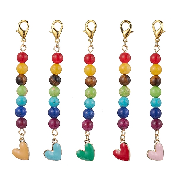 PandaHall Alloy Enamel Heart Pendant Decorations, with Chakra Natural Gemstone Round Bead and Alloy Lobster Claw Clasps, Mixed Color, 100mm..., Multicolor
PandaHall Alloy Enamel Heart Pendant Decorations, with Chakra Natural Gemstone Round Bead and Alloy Lobster Claw Clasps, Mixed Color, 100mm..., Multicolor