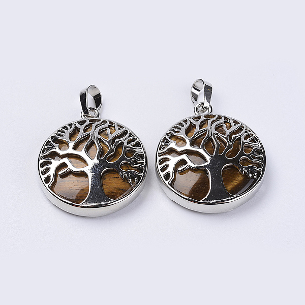 PandaHall Natural Tiger Eye Pendants, with Platinum Plated Brass Findings, Flat Round with Tree of Life, 31x27x8mm, Hole: 3.5x7mm Tiger Eye...
PandaHall Natural Tiger Eye Pendants, with Platinum Plated Brass Findings, Flat Round with Tree of Life, 31x27x8mm, Hole: 3.5x7mm Tiger Eye...