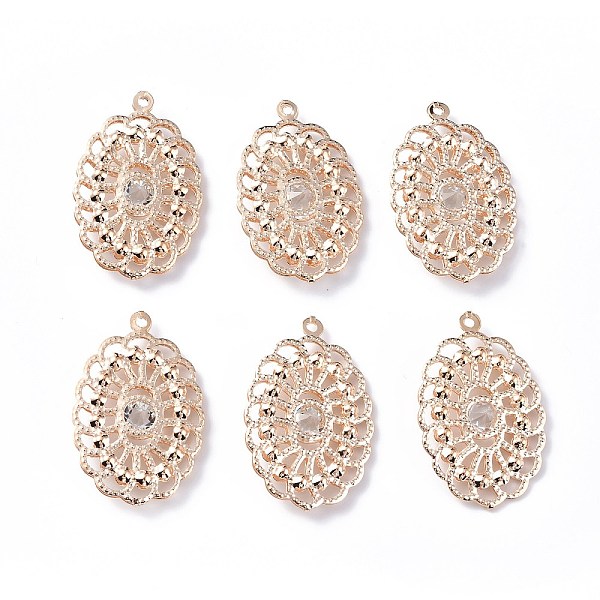 PandaHall Rack Plating Light Gold Iron Pendants, with Glass Rhinestone, Oval Charm, Crystal, 38.5x25x7mm, Hole: 1.5mm Iron+Glass Oval Clear
PandaHall Rack Plating Light Gold Iron Pendants, with Glass Rhinestone, Oval Charm, Crystal, 38.5x25x7mm, Hole: 1.5mm Iron+Glass Oval Clear
