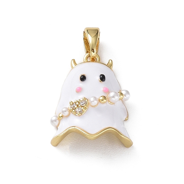 PandaHall Rack Plating Brass Enamel Pendants, with Plastic Pearls and Cubic Zirconia, Golden, Ghost Charm, White, 17.5x13x6mm, Hole: 5×3mm...
PandaHall Rack Plating Brass Enamel Pendants, with Plastic Pearls and Cubic Zirconia, Golden, Ghost Charm, White, 17.5x13x6mm, Hole: 5×3mm...