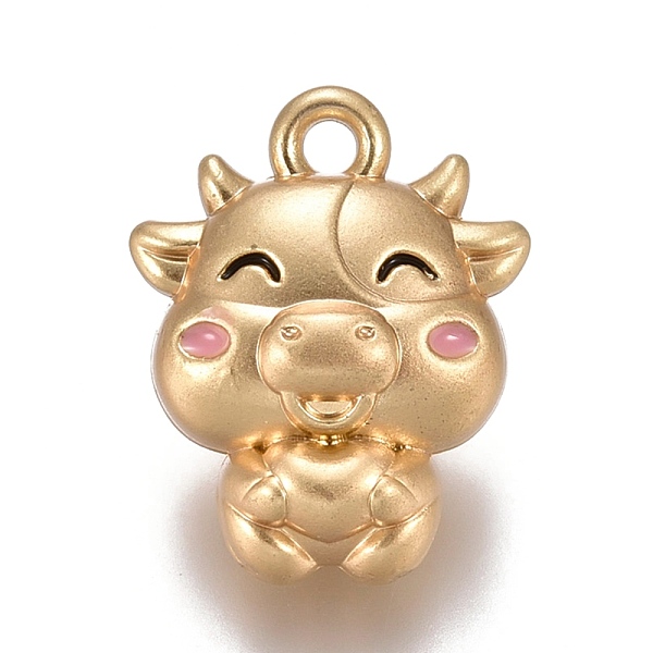 PandaHall Alloy Enamel Pendants, Cattle, Matte Gold Color, Pearl Pink, 15.3x12.3x7.5mm, Hole: 1.5mm Alloy+Enamel Cattle Pink
PandaHall Alloy Enamel Pendants, Cattle, Matte Gold Color, Pearl Pink, 15.3x12.3x7.5mm, Hole: 1.5mm Alloy+Enamel Cattle Pink