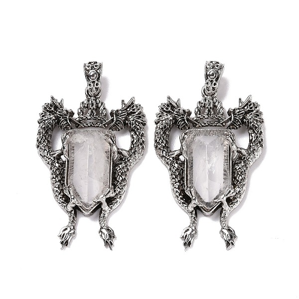 PandaHall Natural Quartz Crystal Faceted Big Pendants, Dragon Charms, with Antique Silver Plated Alloy Findings, 52x33x8mm, Hole: 6x4mm...
PandaHall Natural Quartz Crystal Faceted Big Pendants, Dragon Charms, with Antique Silver Plated Alloy Findings, 52x33x8mm, Hole: 6x4mm...