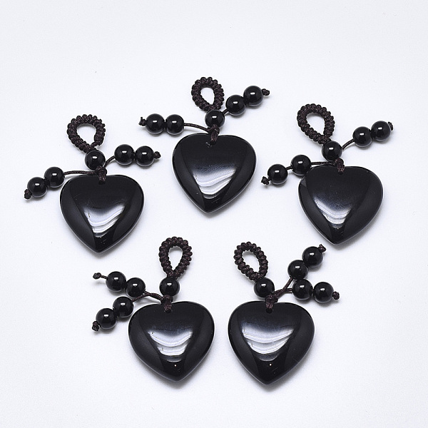 PandaHall Natural Black Agate Pendants, with Braided Nylon Cord, Heart, 45~50mm, Hole: 5~7mm Black Agate Heart
PandaHall Natural Black Agate Pendants, with Braided Nylon Cord, Heart, 45~50mm, Hole: 5~7mm Black Agate Heart