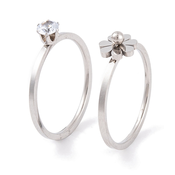 PandaHall Flower 304 Stainless Steel Finger Ring Set for Women, with Cubic Zirconia, Stainless Steel Color, US Size 6~9(16.5~18.9mm)..., Clear
PandaHall Flower 304 Stainless Steel Finger Ring Set for Women, with Cubic Zirconia, Stainless Steel Color, US Size 6~9(16.5~18.9mm)..., Clear