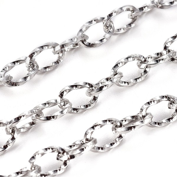 PandaHall 304 Stainless Steel Cable Chains, Textured, Unwelded, with Spool, Oval, Stainless Steel Color, 5.5mm, about 32.8 Feet(10m)/roll...
PandaHall 304 Stainless Steel Cable Chains, Textured, Unwelded, with Spool, Oval, Stainless Steel Color, 5.5mm, about 32.8 Feet(10m)/roll...