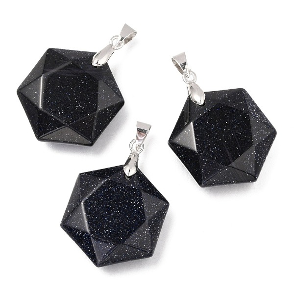 PandaHall Faceted Synthetic Blue Goldstone Pendants, with Platinum Tone Brass Findings, Hexagon, 28x25x9mm, Hole: 4x5mm Blue Goldstone...
PandaHall Faceted Synthetic Blue Goldstone Pendants, with Platinum Tone Brass Findings, Hexagon, 28x25x9mm, Hole: 4x5mm Blue Goldstone...