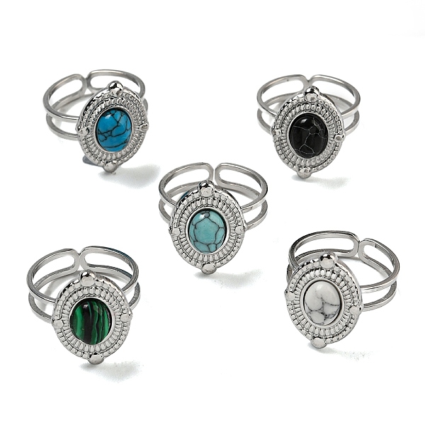 PandaHall Oval 304 Stainless Steel Open Cuff Rings, Synthetic Malachite & Turquoise Finger Rings for Women Men, Stainless Steel Color, US...
PandaHall Oval 304 Stainless Steel Open Cuff Rings, Synthetic Malachite & Turquoise Finger Rings for Women Men, Stainless Steel Color, US...