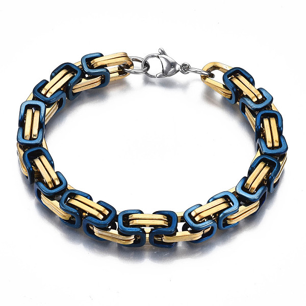 PandaHall Ion Plating(IP) Two Tone 201 Stainless Steel Byzantine Chain Bracelet for Men Women, Real 18K Gold Plated, Dark Blue, 8-1/2 inch...
PandaHall Ion Plating(IP) Two Tone 201 Stainless Steel Byzantine Chain Bracelet for Men Women, Real 18K Gold Plated, Dark Blue, 8-1/2 inch...