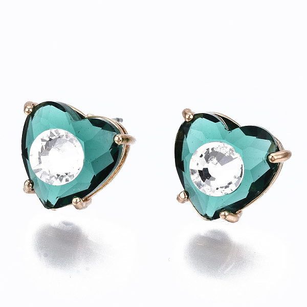 PandaHall Brass Stud Earrings, with Glass and Steel Pins, Heart, Light Gold, Light Sea Green, 12x13mm, Pin: 0.6mm Glass Heart
PandaHall Brass Stud Earrings, with Glass and Steel Pins, Heart, Light Gold, Light Sea Green, 12x13mm, Pin: 0.6mm Glass Heart