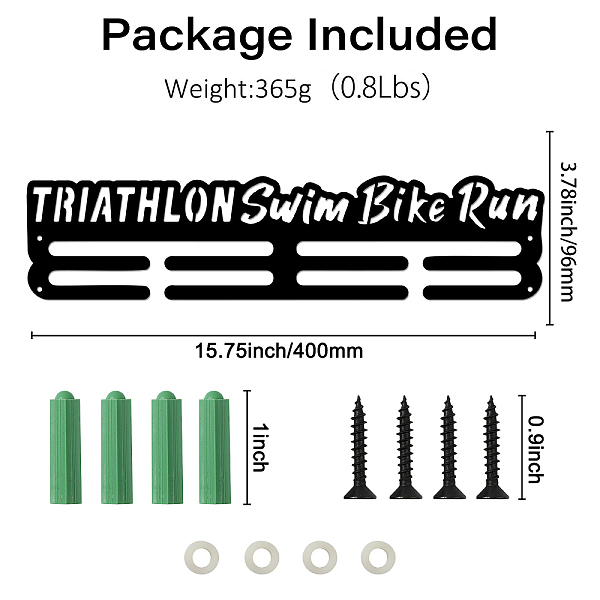 PandaHall Iron Medal Hanger Holder Display Wall Rack, with Screws, Triathlon, Word, 150x400mm Iron Word Black
PandaHall Iron Medal Hanger Holder Display Wall Rack, with Screws, Triathlon, Word, 150x400mm Iron Word Black