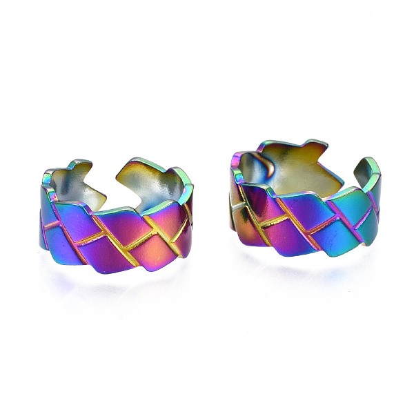 PandaHall 304 Stainless Steel Grooved Cuff Ring, Rainbow Color Open Ring for Women, US Size 7(17.3mm) 304 Stainless Steel
PandaHall 304 Stainless Steel Grooved Cuff Ring, Rainbow Color Open Ring for Women, US Size 7(17.3mm) 304 Stainless Steel
