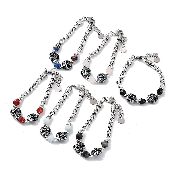 PandaHall Natural Mixed Gemstone Star Cut Round Beaded Bracelets, Tree of Life 201 Stainless Steel Bracelets for Women, Stainless Steel...
PandaHall Natural Mixed Gemstone Star Cut Round Beaded Bracelets, Tree of Life 201 Stainless Steel Bracelets for Women, Stainless Steel...