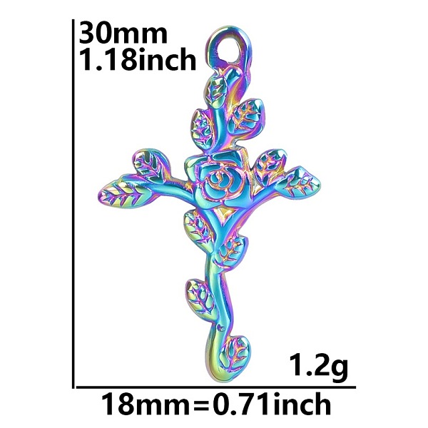 PandaHall Stainless Steel Pendants, Rose Cross, Rainbow Color, 30x18mm Stainless Steel Cross
PandaHall Stainless Steel Pendants, Rose Cross, Rainbow Color, 30x18mm Stainless Steel Cross