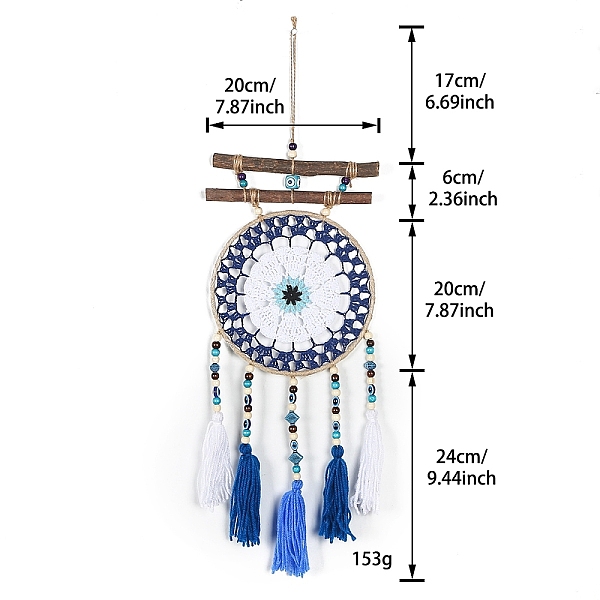 PandaHall Evil Eye Wall Decor, Woven Net/Web with Feather Pendant Decorations, for Home Craft Wall Hanging, Royal Blue, 670x200mm Wood Flat...
PandaHall Evil Eye Wall Decor, Woven Net/Web with Feather Pendant Decorations, for Home Craft Wall Hanging, Royal Blue, 670x200mm Wood Flat...