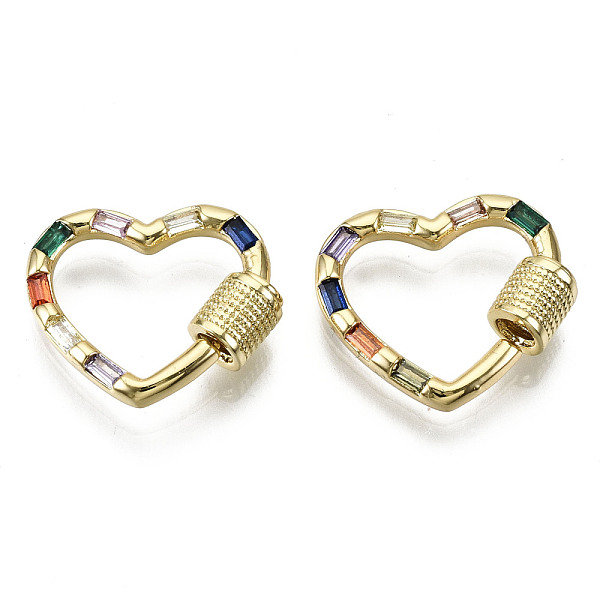PandaHall Brass Micro Pave Cubic Zirconia Screw Carabiner Lock Charms, for Necklaces Making, Nickel Free, Heart, Colorful, Real 16K Gold...
PandaHall Brass Micro Pave Cubic Zirconia Screw Carabiner Lock Charms, for Necklaces Making, Nickel Free, Heart, Colorful, Real 16K Gold...