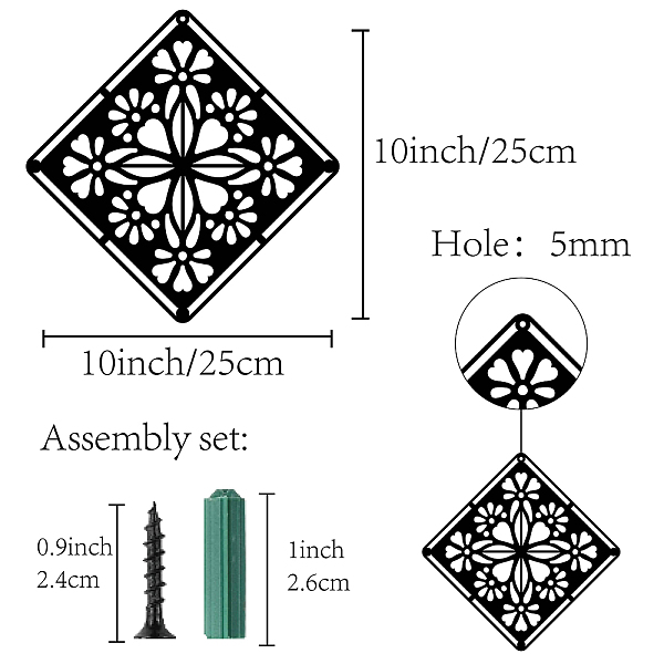 PandaHall Iron Pendant Decorations, for Outdoor Garden Decoration, Rhombus with Flower, Electrophoresis Black, 25x25cm Iron Rhombus Black
PandaHall Iron Pendant Decorations, for Outdoor Garden Decoration, Rhombus with Flower, Electrophoresis Black, 25x25cm Iron Rhombus Black