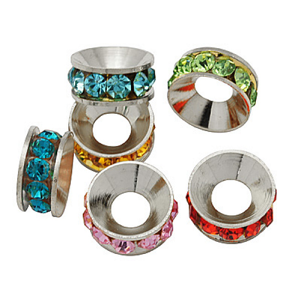 PandaHall Brass Rhinestone Spacer Beads, Grade A, Rondelle, Platinum Metal Color, Mixed Color, 7x3.3mm, Hole: 3.5mm Brass+Rhinestone..., Multicolor
PandaHall Brass Rhinestone Spacer Beads, Grade A, Rondelle, Platinum Metal Color, Mixed Color, 7x3.3mm, Hole: 3.5mm Brass+Rhinestone..., Multicolor