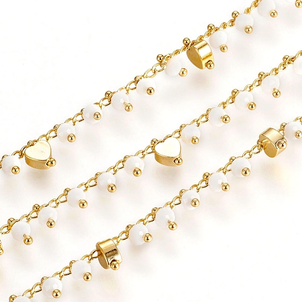 PandaHall Brass Twisted Curb Chain, with Brass Beads and Faceted Glass Beads, Long-Lasting Plated, Real 18K Gold Plated, Soldered, with..., White
PandaHall Brass Twisted Curb Chain, with Brass Beads and Faceted Glass Beads, Long-Lasting Plated, Real 18K Gold Plated, Soldered, with..., White