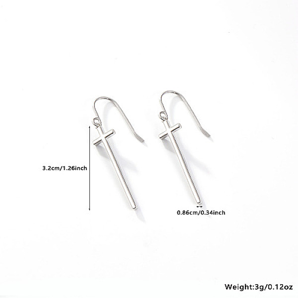PandaHall Rhodium Plated 925 Sterling Silver Cross Dangle Earrings, Platinum, 32x8.6mm Sterling Silver Cross
PandaHall Rhodium Plated 925 Sterling Silver Cross Dangle Earrings, Platinum, 32x8.6mm Sterling Silver Cross