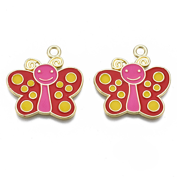 PandaHall Rack Plating Alloy Pendants, with Enamel, Cadmium Free & Lead Free, Butterfly, Light Gold, 24x23.5x1mm, Hole: 2.5mm Alloy+Enamel..., Red
PandaHall Rack Plating Alloy Pendants, with Enamel, Cadmium Free & Lead Free, Butterfly, Light Gold, 24x23.5x1mm, Hole: 2.5mm Alloy+Enamel..., Red