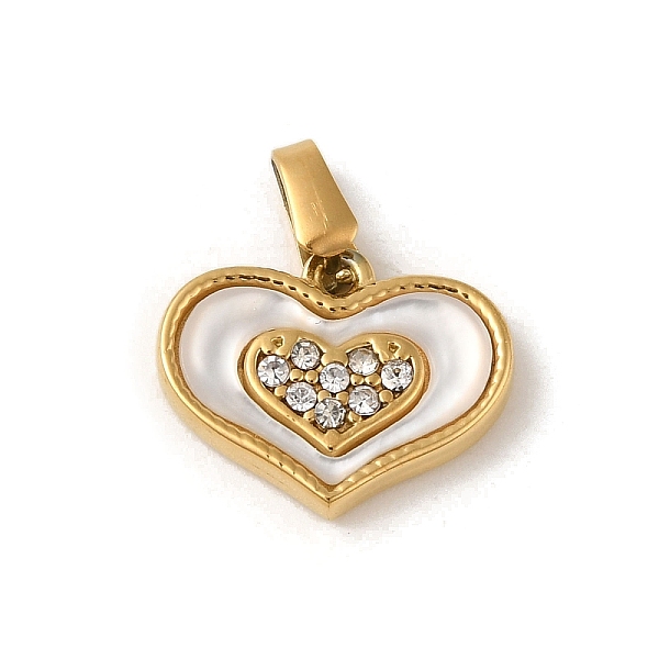 PandaHall Ion Plating(IP) 304 Stainless Steel Pendants, with Rhinestone and Shell, Heart Charm, Golden, 11x14x2.5mm, Hole: 6x2.5mm Stainless..., Clear
PandaHall Ion Plating(IP) 304 Stainless Steel Pendants, with Rhinestone and Shell, Heart Charm, Golden, 11x14x2.5mm, Hole: 6x2.5mm Stainless..., Clear