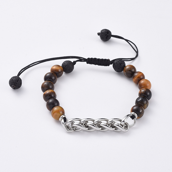 PandaHall Natural Tiger Eye & Lava Rock Braided Bead Bracelets, with 304 Stainless Steel Wheat Chains and Nylon Thread, 1-3/4 inch~3-1/8...
PandaHall Natural Tiger Eye & Lava Rock Braided Bead Bracelets, with 304 Stainless Steel Wheat Chains and Nylon Thread, 1-3/4 inch~3-1/8...