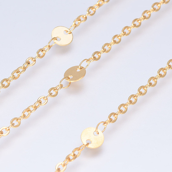 PandaHall Ion Plating(IP) 304 Stainless Steel Cable Chains, with Flat Round Links, Soldered, with Spool, Flat Oval, Golden, 5x0.3mm, about...
PandaHall Ion Plating(IP) 304 Stainless Steel Cable Chains, with Flat Round Links, Soldered, with Spool, Flat Oval, Golden, 5x0.3mm, about...