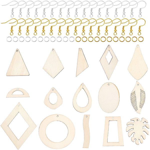 PandaHall DIY Dangle Earring Makings, with Unfinished Wood Big Pendants, Brass Earring Hooks & Jump Ring, Mixed Shapes, Golden & Silver...
PandaHall DIY Dangle Earring Makings, with Unfinished Wood Big Pendants, Brass Earring Hooks & Jump Ring, Mixed Shapes, Golden & Silver...