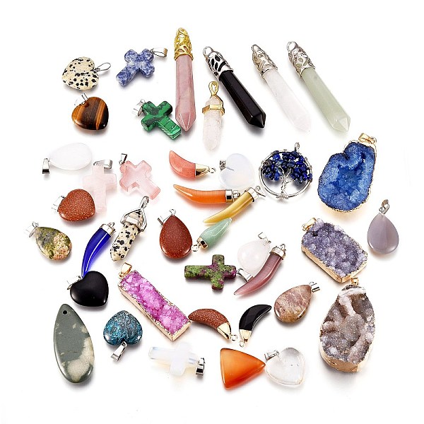 PandaHall Natural & Synthetic Gemstone Pendants, Mixed Dyed and Undyed, Mixed Shape, 21.5~62x7.5~29x5~15mm, Hole: 1.6~4mm and 5~7x2.5~4mm...
PandaHall Natural & Synthetic Gemstone Pendants, Mixed Dyed and Undyed, Mixed Shape, 21.5~62x7.5~29x5~15mm, Hole: 1.6~4mm and 5~7x2.5~4mm...