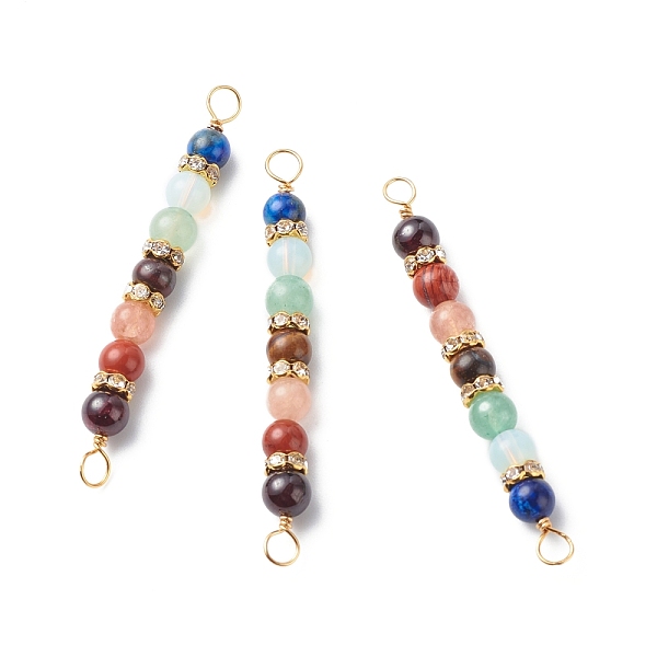 PandaHall 7 Chakra Mixed Gemstone Copper Wire Wrapped Connector Charms, Gems Crystal Rhinestone Round Link, Light Gold, 61.5x6.5mm, Hole..., Clear
PandaHall 7 Chakra Mixed Gemstone Copper Wire Wrapped Connector Charms, Gems Crystal Rhinestone Round Link, Light Gold, 61.5x6.5mm, Hole..., Clear