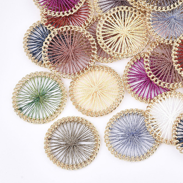PandaHall Polyester Thread Woven Pendants, with Alloy Findings, Flat Round, Golden, Mixed Color, 38x4mm Polyester Flat Round Multicolor
PandaHall Polyester Thread Woven Pendants, with Alloy Findings, Flat Round, Golden, Mixed Color, 38x4mm Polyester Flat Round Multicolor