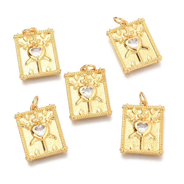 PandaHall Brass Micro Pave Clear Cubic Zirconia Pendants, Rectangle with Heart and Sword, Real 18K Gold Plated, 20x15x2.4mm, Hole: 3.4mm...
PandaHall Brass Micro Pave Clear Cubic Zirconia Pendants, Rectangle with Heart and Sword, Real 18K Gold Plated, 20x15x2.4mm, Hole: 3.4mm...