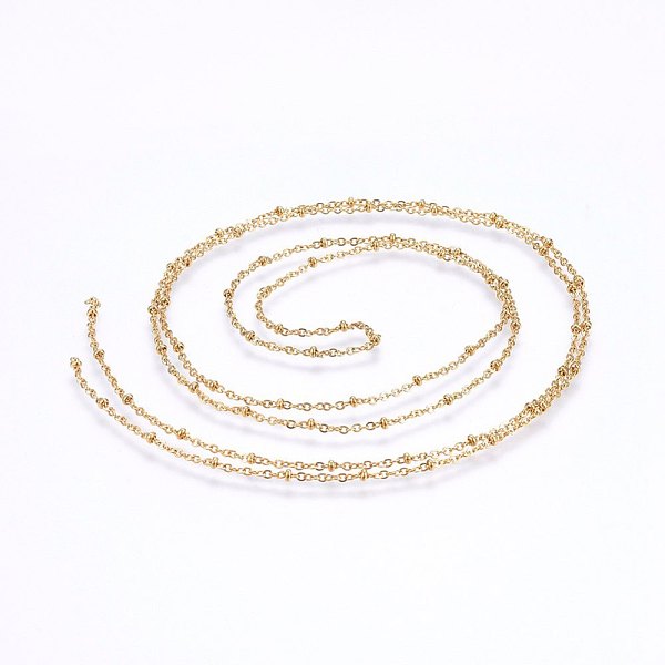 PandaHall 3.28 Feet 304 Stainless Steel Cable Chains, Soldered, with Round Beads, Satellite Chains, Golden, 1.6mm 304 Stainless Steel
PandaHall 3.28 Feet 304 Stainless Steel Cable Chains, Soldered, with Round Beads, Satellite Chains, Golden, 1.6mm 304 Stainless Steel