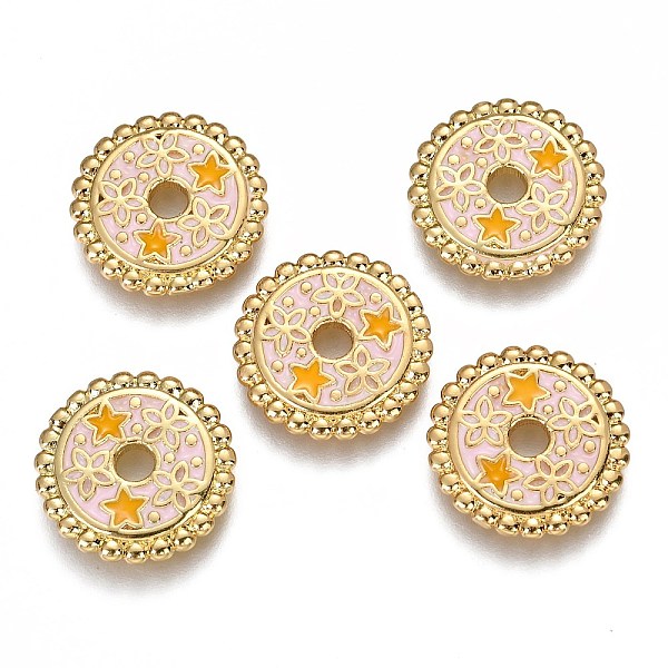 PandaHall Brass Enamel Beads, Flat Round with Star & Yellow Star, Real 18K Gold Plated, Pink, 15.6x2mm, Hole: 2.7mm Alloy+Enamel Flat Round...
PandaHall Brass Enamel Beads, Flat Round with Star & Yellow Star, Real 18K Gold Plated, Pink, 15.6x2mm, Hole: 2.7mm Alloy+Enamel Flat Round...