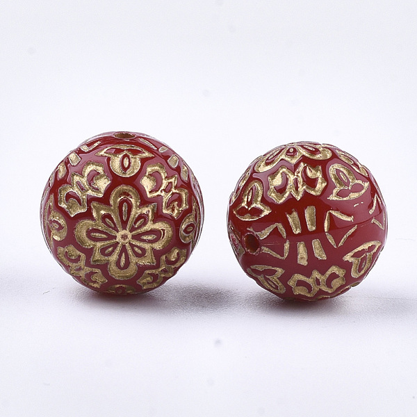 PandaHall Plating Acrylic Beads, Metal Enlaced, Round with Flower, Red, 13.5~14mm, Hole: 1.5mm, about 325pcs/500g Acrylic Round Red
PandaHall Plating Acrylic Beads, Metal Enlaced, Round with Flower, Red, 13.5~14mm, Hole: 1.5mm, about 325pcs/500g Acrylic Round Red