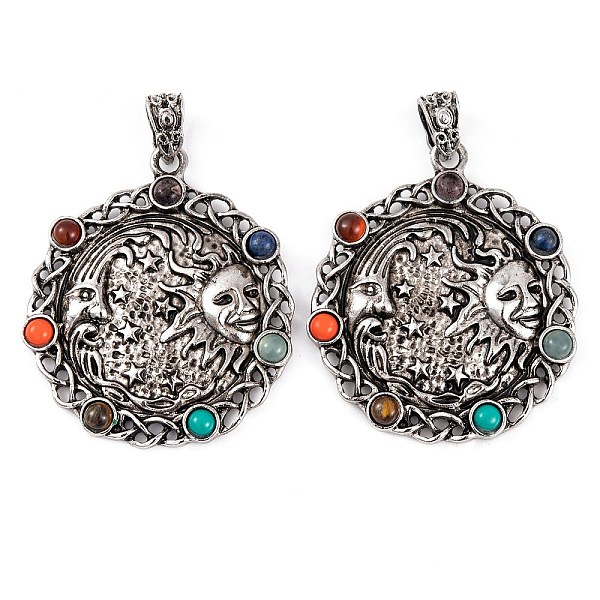 PandaHall Chakra Natural Tiger Eye & Natural Lapis Lazuli & Natural Carnelian & Synthetic Turquoise & Glass Pendants, Rack Plating Moon &...
PandaHall Chakra Natural Tiger Eye & Natural Lapis Lazuli & Natural Carnelian & Synthetic Turquoise & Glass Pendants, Rack Plating Moon &...