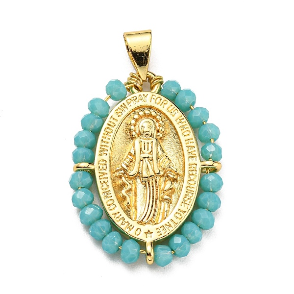 PandaHall Brass with Glass Pendants, Cadmium Free & Lead Free, Real 18K Gold Plated, Oval with Virgin Mary Pattern, Medium Turquoise...
PandaHall Brass with Glass Pendants, Cadmium Free & Lead Free, Real 18K Gold Plated, Oval with Virgin Mary Pattern, Medium Turquoise...