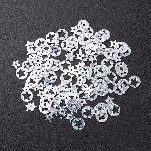 PandaHall Ornament Accessories Plastic Paillette/Sequins Beads, Flat Round with Star, Silver, 6x0.1mm Plastic Flat Round Silver
PandaHall Ornament Accessories Plastic Paillette/Sequins Beads, Flat Round with Star, Silver, 6x0.1mm Plastic Flat Round Silver