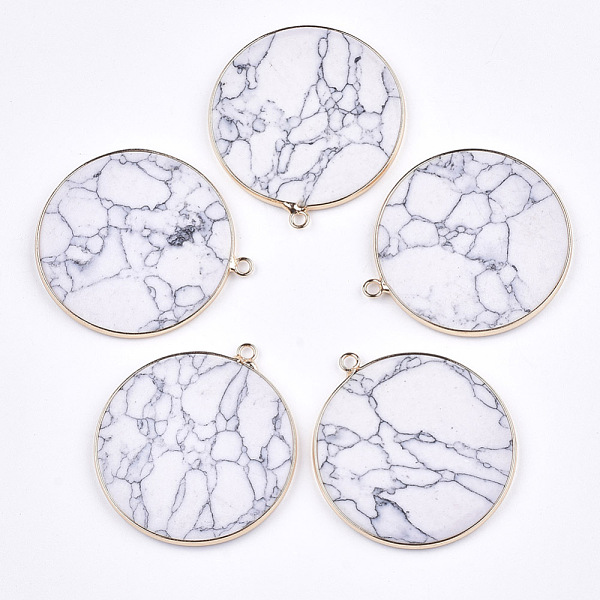 PandaHall Synthetic Howlite Pendants, with Brass Findings, Flat Round, Golden, 43~44x38.5~39.5x2.5mm, Hole: 2mm Howlite Flat Round
PandaHall Synthetic Howlite Pendants, with Brass Findings, Flat Round, Golden, 43~44x38.5~39.5x2.5mm, Hole: 2mm Howlite Flat Round