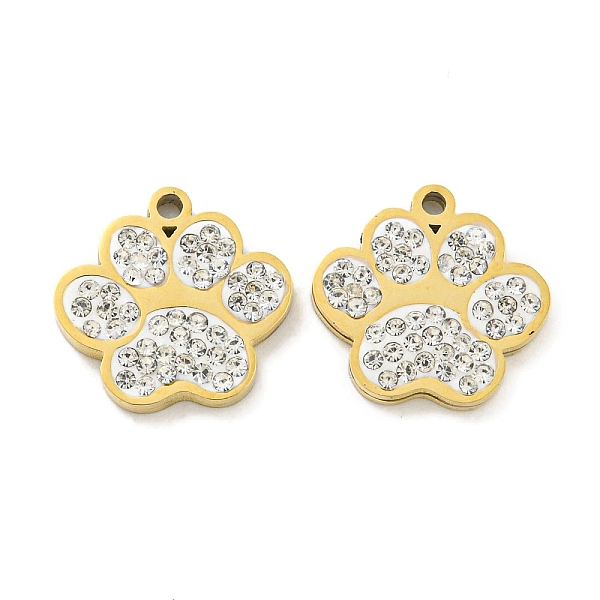 PandaHall 304 Stainless Steel Pendants, with Polymer Clay Crystal Rhinestone, Paw Print Charms, Real 18K Gold Plated, 12x12.5x2mm, Hole: 1mm..., Clear
PandaHall 304 Stainless Steel Pendants, with Polymer Clay Crystal Rhinestone, Paw Print Charms, Real 18K Gold Plated, 12x12.5x2mm, Hole: 1mm..., Clear