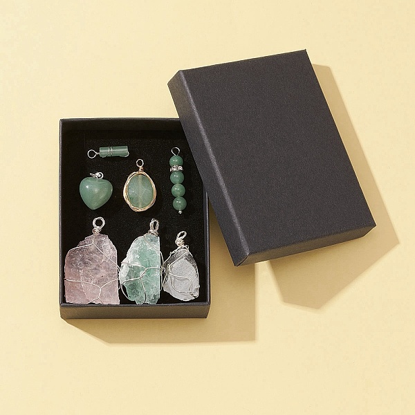 PandaHall 7Pcs 7 Styles Natural Mixed Gemstone Pendants Sets, Natural Green Aventurine & Rose Quartz & Quartz Crystal, Faceted Oval & Column..., Clear
PandaHall 7Pcs 7 Styles Natural Mixed Gemstone Pendants Sets, Natural Green Aventurine & Rose Quartz & Quartz Crystal, Faceted Oval & Column..., Clear