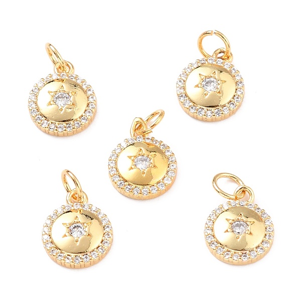 PandaHall Brass Micro Pave Clear Cubic Zirconia Charms, with Jump Ring, Long-Lasting Plated, Flat Round with Star, Real 18K Gold Plated...
PandaHall Brass Micro Pave Clear Cubic Zirconia Charms, with Jump Ring, Long-Lasting Plated, Flat Round with Star, Real 18K Gold Plated...