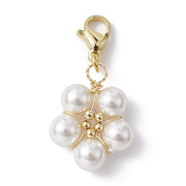 PandaHall Copper Wire Shell Pearl Pendant Decorations, with 304 Stainless Steel Clasp, Flower, Golden, 32mm Pearl Flower
PandaHall Copper Wire Shell Pearl Pendant Decorations, with 304 Stainless Steel Clasp, Flower, Golden, 32mm Pearl Flower