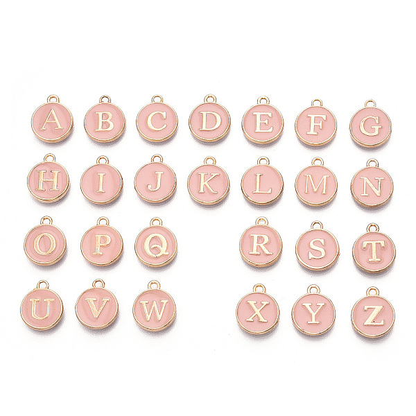 PandaHall Initial Letter A~Z Alphabet Enamel Charms, Flat Round Disc Double Sided Charms, Golden Plated Enamelled Sequins Alloy Charms, Pink...
PandaHall Initial Letter A~Z Alphabet Enamel Charms, Flat Round Disc Double Sided Charms, Golden Plated Enamelled Sequins Alloy Charms, Pink...