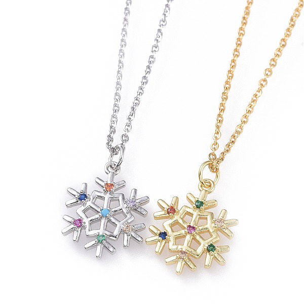 PandaHall 304 Stainless Steel Pendant Necklaces, with Cubic Zirconia, Cable Chains and Lobster Claw Clasps, Christmas Snowflake, Colorful...
PandaHall 304 Stainless Steel Pendant Necklaces, with Cubic Zirconia, Cable Chains and Lobster Claw Clasps, Christmas Snowflake, Colorful...