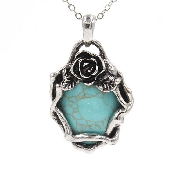PandaHall Retro Synthetic Turquoise Pendants, with Antique Silver Plated Brass Findings, Oval with Flower, 40x30x10mm Synthetic Turquoise...
PandaHall Retro Synthetic Turquoise Pendants, with Antique Silver Plated Brass Findings, Oval with Flower, 40x30x10mm Synthetic Turquoise...