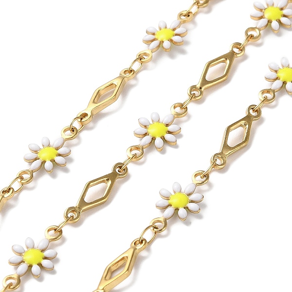 PandaHall Ion Plating(IP) Golden 304 Stainless Steel Flower & Rhombus Link Chains, with Enamel, Soldered, with Spool, White, 12.5x7x1.8mm...
PandaHall Ion Plating(IP) Golden 304 Stainless Steel Flower & Rhombus Link Chains, with Enamel, Soldered, with Spool, White, 12.5x7x1.8mm...
