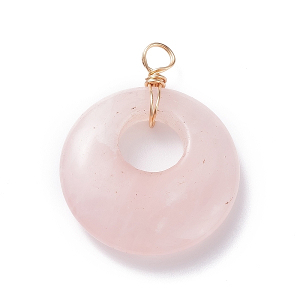 PandaHall Natural Rose Quartz Pendants, with Light Gold Tone Copper Wire Wrapped, Donut, 35x27.5x7mm, Hole: 4mm Rose Quartz Donut Pink
PandaHall Natural Rose Quartz Pendants, with Light Gold Tone Copper Wire Wrapped, Donut, 35x27.5x7mm, Hole: 4mm Rose Quartz Donut Pink