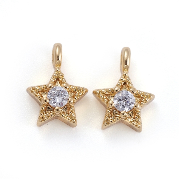 PandaHall Brass Micro Pave Cubic Zirconia Pendants, Star, Clear, Golden, 10x7x3.5mm, Hole: 1.4mm Brass+Cubic Zirconia Star Clear
PandaHall Brass Micro Pave Cubic Zirconia Pendants, Star, Clear, Golden, 10x7x3.5mm, Hole: 1.4mm Brass+Cubic Zirconia Star Clear