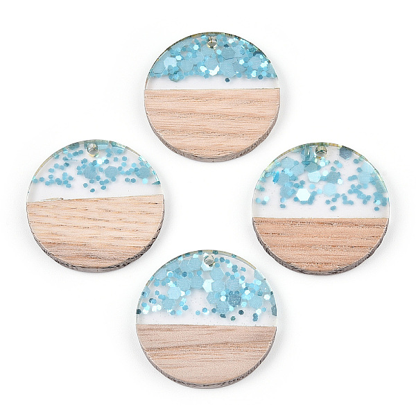 PandaHall Transparent Resin & White Wood Pendants, Flat Round Charms with Paillettes, Light Sky Blue, 28x3.5mm, Hole: 2mm Resin+Wood Flat...
PandaHall Transparent Resin & White Wood Pendants, Flat Round Charms with Paillettes, Light Sky Blue, 28x3.5mm, Hole: 2mm Resin+Wood Flat...